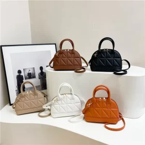 Summer Fashion Women’s New Arrival Plaid PU Handbag Simple Shoulder Crossbody Single Strap Zipper Luxurious Everyday Use