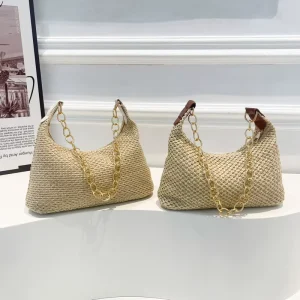 Summer New Knitted Bag for Women Fashion Retro Small Square Bag Large Capacity Shoulder Bag for Women