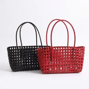 Summer New Product Trending Summer Foldable Beach Bag Summer Beach Bag Tote PVC Woven Hollow Out Waterproof Beach Shoulder Bag