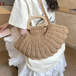 Summer Sweet Beach Vacation Bag Large Capacity Woven Shoulder Tote Crossbody Bags for Women