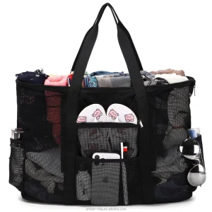 Summer Tote Bag Large Handbags for Women Swimming Wash Bag for Beach Mesh Beach Bag Large Capacity Foldable Travel Shoulder Bag
