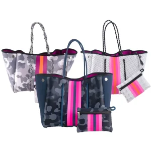 Summer Vacation Tote Bag Breathable Neoprene with Customizable Leopard Design