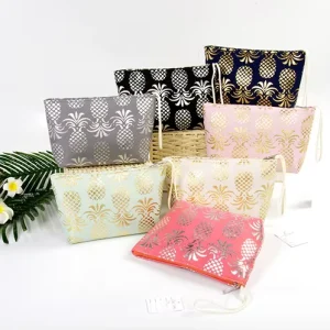Summer Women’s Beach Bag Custom Pineapple Feather Cactus Beach Tote Bags with Cosmetic Bag