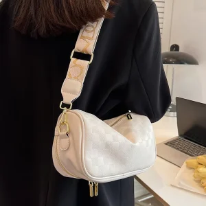 Summer Women’s Square Underarm Bag Casual Soft Leather Shoulder Handbag with Zipper