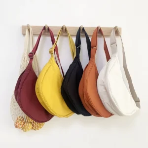 Summer Women’s Trendy Dumpling Messenger Bag Nylon Zipper Closure Lightweight Small All Match Shoulder Bag