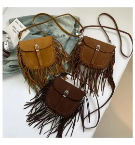 Super Popular Exquisite Small Bag for Women New Matte Saddle Tassel Bag Niche High-end Suede Crossbody Bag