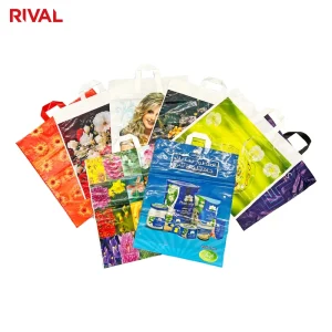 Superior Quality Plastic Gift Bags With Handles HDPE Shopping Bag Packaging Transparent Rainbow Silver Plastic Clothing Bags