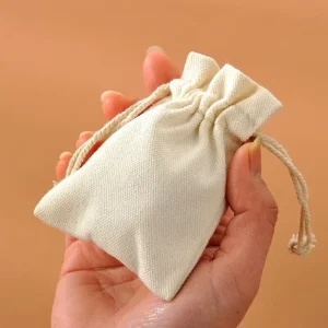 Sustainable Biodegradable Recycled Cotton Drawstring Pouch Custom Printed Dustproof Bag for Jewelry Rings Necklaces Storage