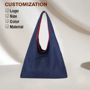 Sustainable Long Strap Foldable Custom Eco Friendly Grocery Shopping Tote Bag Polyester