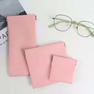 Talent Embossed PU Leather Cosmetic Bag Reusable Pink Waterproof Jewelry Storage Pouch with Snap Closure 10x10cm Luxury