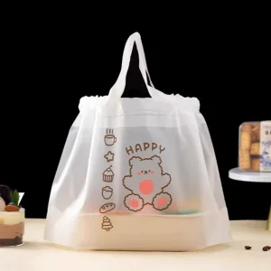 Tamper Evident Plastic Drawstring Takeout Bags Custom Food Delivery Bans Security Seal Restaurant Packaging