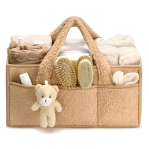 Teddy Boucle Polyester Diaper Caddy Organizer for Changing Table Storage Basket for Wipes Gift for Baby Shower Car Organizer