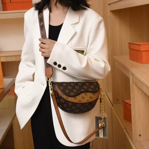 Textured PU Saddle Bag Women Spring Summer New Model Printed Crossbody Shoulder Bag Versatile High End Adjustable Strap
