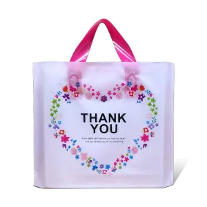 Thank You Fashion Clear Printing Packaging Bags Handle Big Small Carrier Plastic Package Bag Manufacturer Plastic Clothing Bags