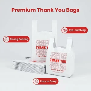 Thank You T Shirt PE Plastic Bags Reusable Durable Customizable Bags with Custom Logo for Retail & Boutique Use
