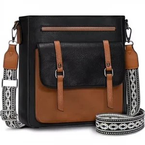 The Women’s Messenger Bag Equipped with Adjustable Wide Shoulder Strap Made of Soft PU Leather Medium-sized Messenger Bag