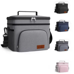 Thermal Insulated Lunch Cooler Bag Zipper PEVA Adjustable Shoulder Strap Reusable Food Storage Tote for Office Women Men Travel