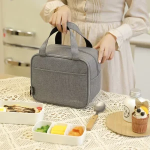 Thermal Insulation Bento Lunch Box Bag with Zipper Closure Waterproof Leakproof Thickened Aluminum Lining for Student Office Use