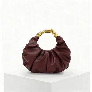 Thick Metal Handle Pu Leather Tote Bags for Women Luxury Niche Design Hobo Bag Women Handbag Pleated Stylish Cloud Bag