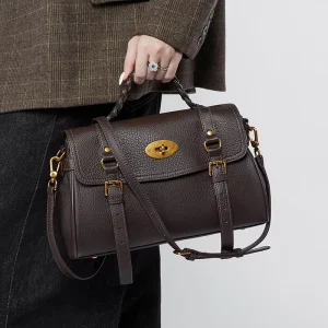 Top Grain Cowhide Vintage Waterproof Messenger Bag for Women Large Capacity Cross Body Strap Autumn Work Bag