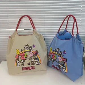 Tote Bag Reusable Shopping Bag Nylon Material Embroidery Large Capacity Shoulder Bag