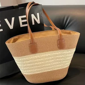 Tote Bag for Women Large Capacity Beach Vacation Handwoven Travel Straw Bag Handbag