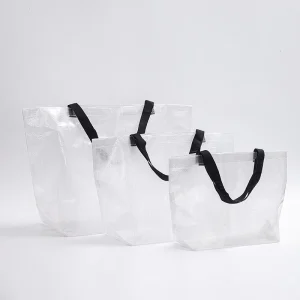 Transparent Custom Woven PP Shopping Bags with Logo Printing, Stylish Creative Gift Bags