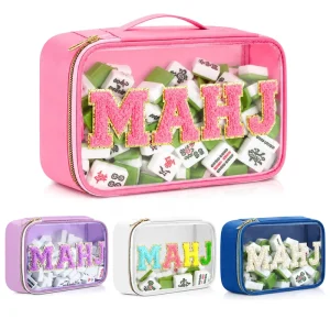 Transparent PVC Mahjong Tile Storage Bag Waterproof Zipper Pouch Large Capacity Eco Friendly Durable American Entertainment