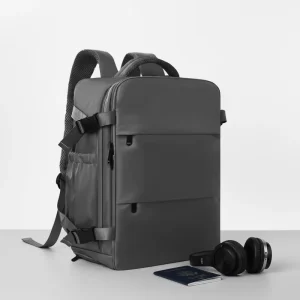 Travel Backpack 20-35L Large Capacity Multi-function Zipper Air Cushion Strap Polyester Laptop Compartment School Luggage Bag