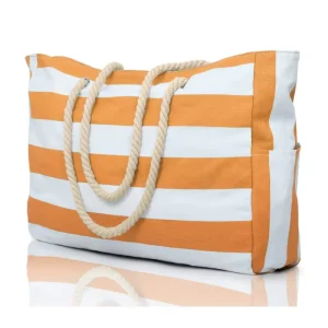 Travel Custom Logo Reusable Waterproof Oversize Large Capacity Summer Cotton Canvas Tote Beach Bag With Zipper