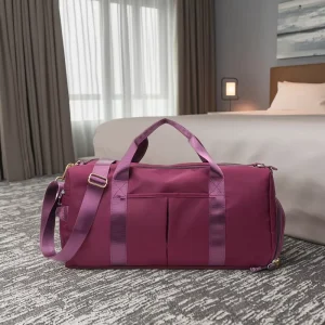 Travel Duffel Bag With Shoes Compartment Waterproof Zipper Closure Custom Logo Gym Bag For Unisex Weekend Use