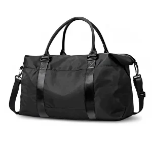 Travel Duffle Bag Weekender Small Polyester Trolley Sleeve for Gym Hospital Airplane Use Overnight Luggage (Black)