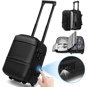 Travel Laptop Backpack W Vacuum Seal Compression System 2 in 1 Auto Compress Backpack 14 Inch Laptop Trolley Backpack