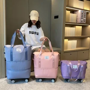Travel Luggage Bag Travel Duffel Bag with Wheel Expandable Travel Bag Luggage Storage Bag Trolley Travel Duffel with Wheel
