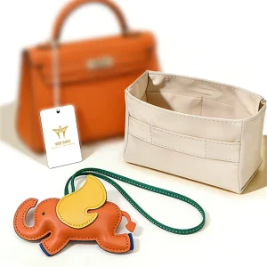Travel Makeup Organizer Cosmetic Bag with Cute Charms Eco-Friendly Waterproof Lightweight Cowhide Leather for Bags