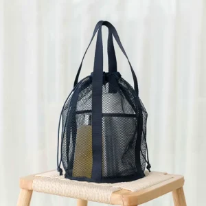 Travel Storage Bag with Mesh Perforation Open Top Tote Foldable Ultra Lightweight Beach & Toiletry Bag Nightlight