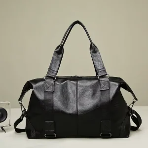 Traveling Bags for Men Duffle Bag PU Leather Waterproof Large Capacity Weekend Bag