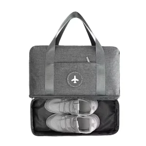 Travelsky Eco Friendly Gym Travel Bags Custom Waterproof Foldable Duffle Bag Travel with Shoes Compartment