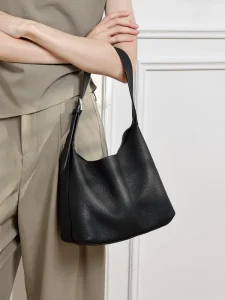 Trend Minimalist Genuine Leather Hobo Bag for Women Premium TC Grained Top Layer Cowhide Shoulder Bag Large Capacity Tote