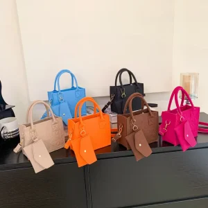 Trendy 2 Pieces Women’s Handbags Felt Material Lightweight Shoulder Bags for Ladies
