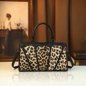 Trendy Leopard Print Women Handbags Custom Logo Sexy Animal Pattern PU Shoulder Bags Elegant Ladies Crossbody Bag