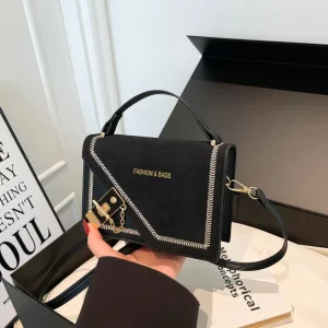 Trendy Luxury Pu Leather Square Messenger Bag with Chains Single Strap Anti Theft & Waterproof for Women
