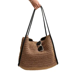 Trendy Straw Tote Fashionable Woven Handbags Large Capacity Beach Bags for Summer Essential Easy Carry