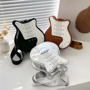 Trendy Women’s PU Shoulder Crossbody Bag Guitar Style Distinctive Creative Single Zipper Urban