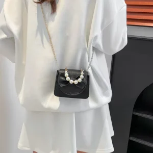 Trendy Women’s PU Shoulder Crossbody Bag Magnetic Button Closure Simple Casual Bow Knot Single Shoulder