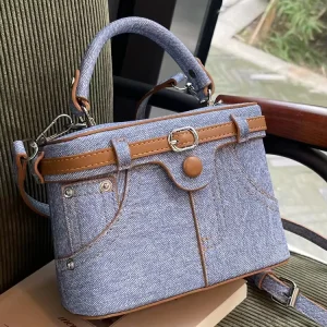 Trendy and Fashionable Denim Portable Women’s Box Bags Shoulder Luxury