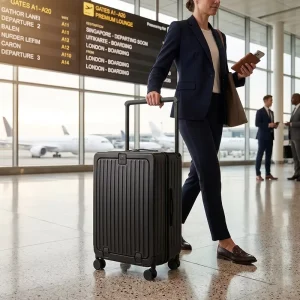 U.S Warehouse 20 24 Inch Business Travel Hard Shell PC Suitcase Front Opening Suitcases Luggage with Cup Holder
