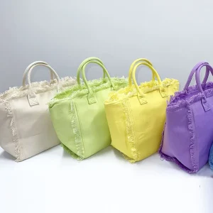 USA Warehouse Free Shipping Mixed 6 Colors Zippered Tote Bag Heavy Canvas Beach Bag Handbag Tote
