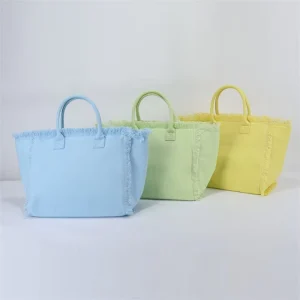 USA Warehouse High Quality Thick Canvas Tote Bag Women Summer Beach Tote Bag Tassel Fringe Bag