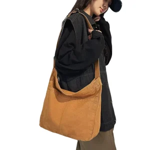 Unisex Canvas Crossbody Bag Brown Black Preppy Style Messenger Bag DOM ET202